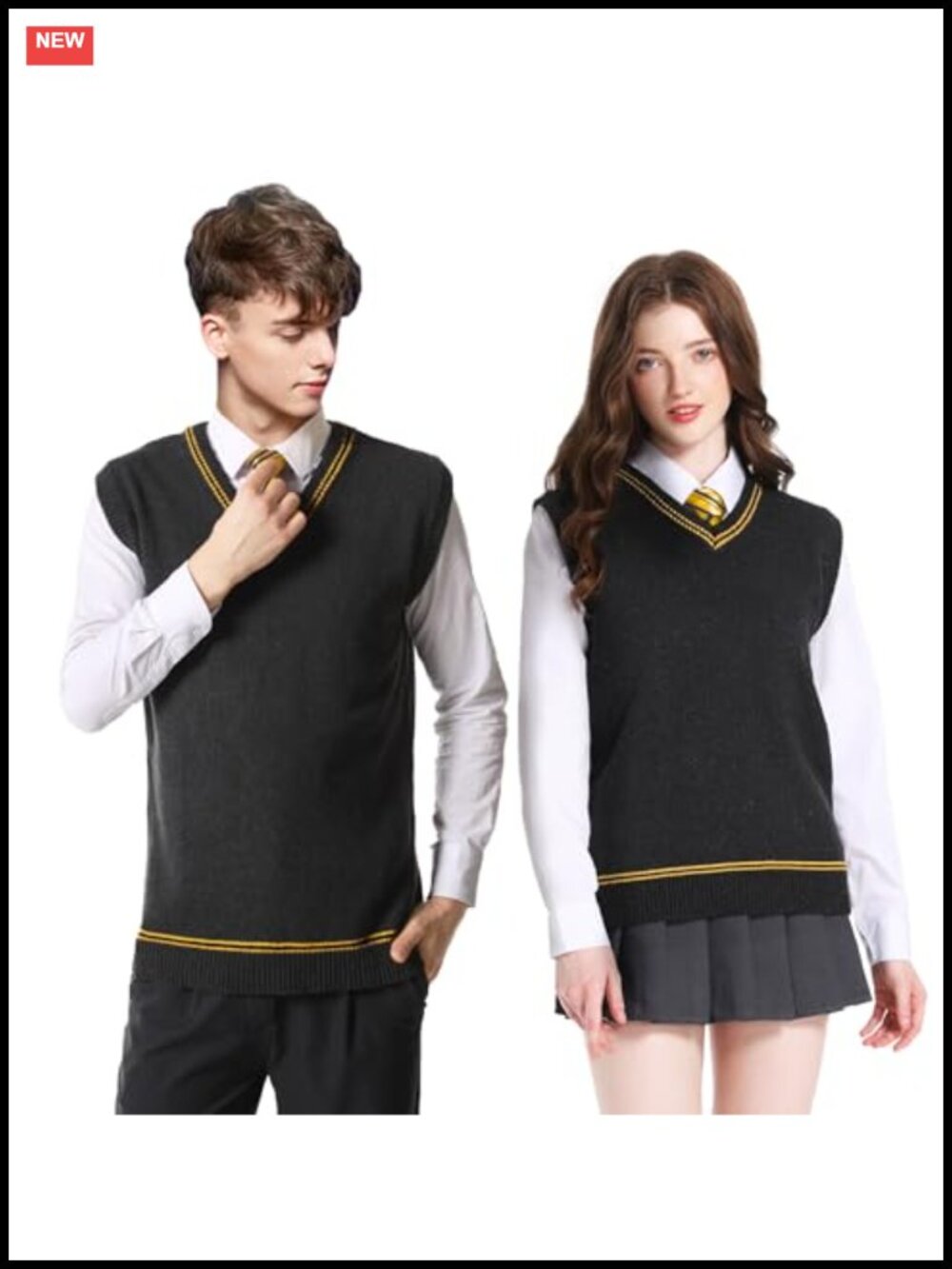 Unisex Sweater Vest Knit Sleeveless V-Neck Pullover Cosplay School Uniform